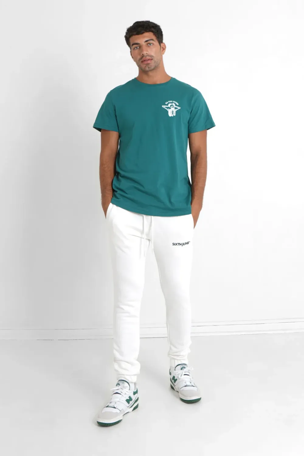 Homme Sixth June Hauts | T-Shirt Squelette Gothique Vert Fonce