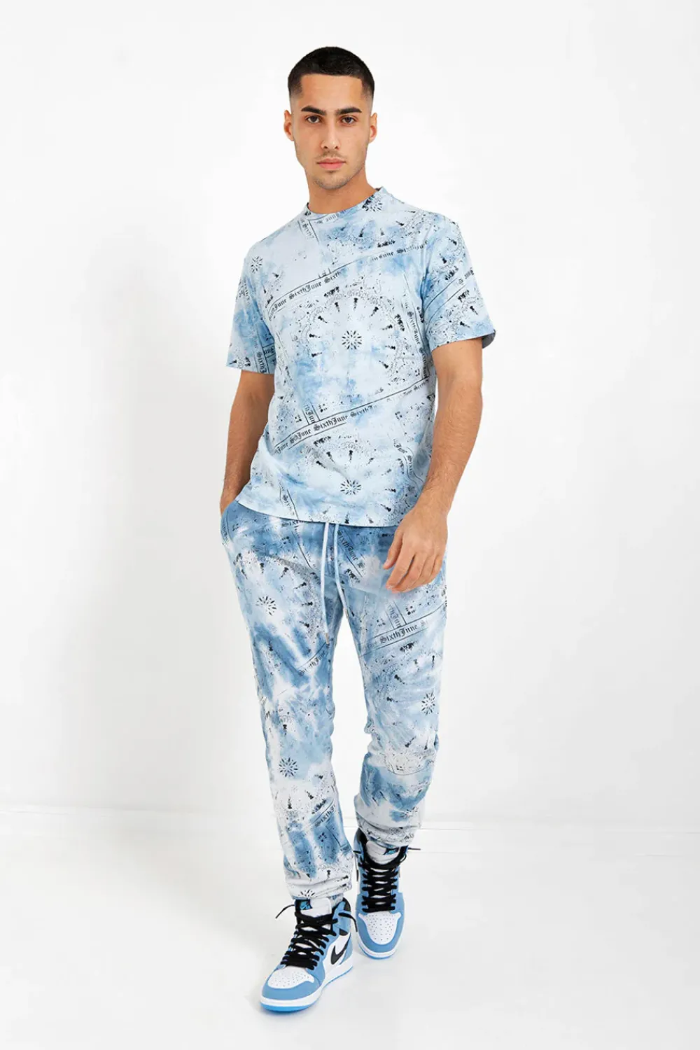 Homme Sixth June Hauts | T-Shirt Tie Dye Bandana Bleu