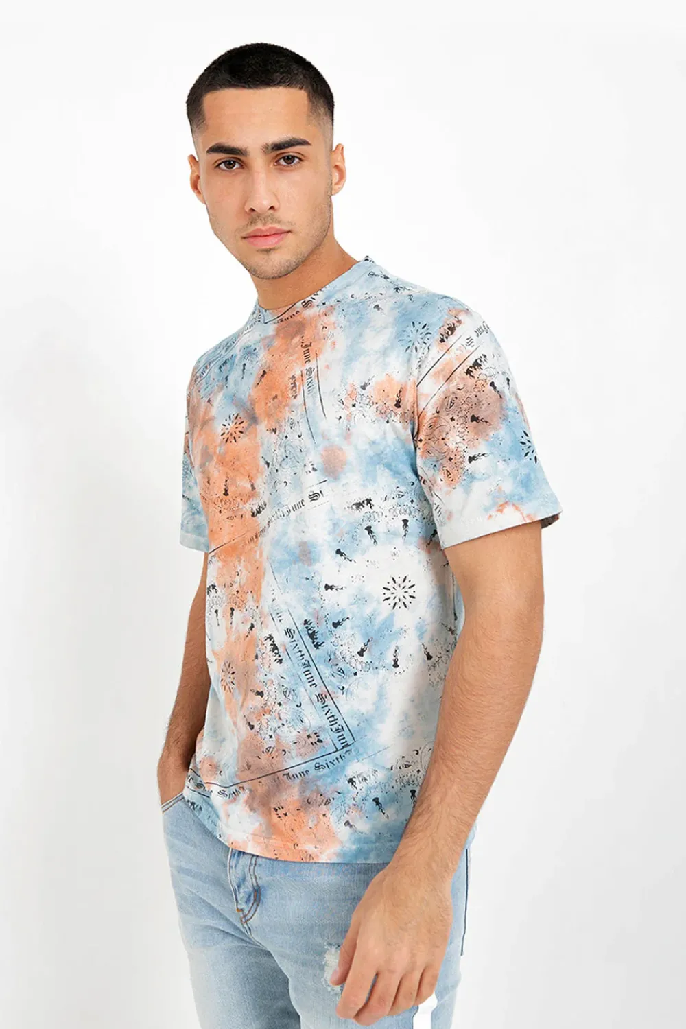 Homme Sixth June Hauts | T-Shirt Tie Dye Bandana Orange