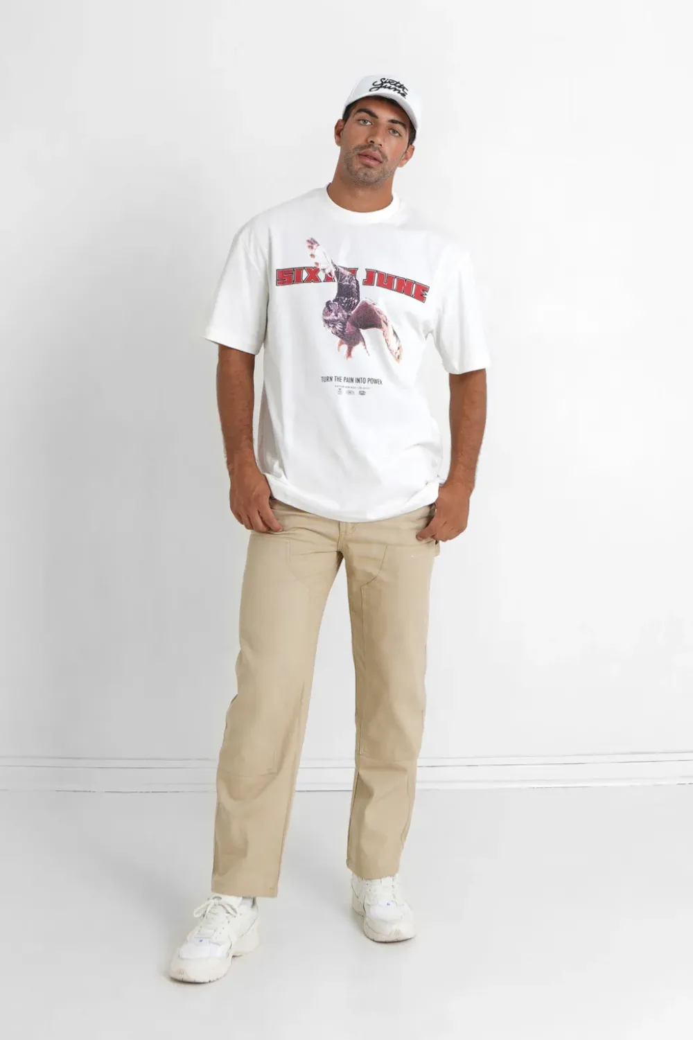 Homme Sixth June Hauts | T-Shirt Vintage Eagle Blanc Casse