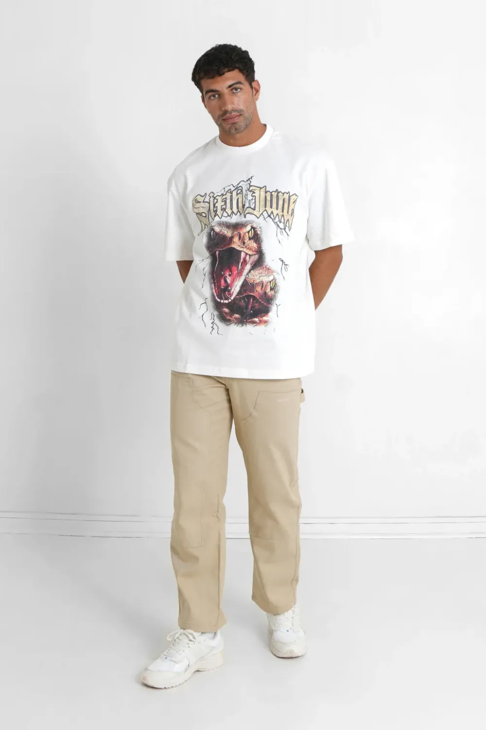Homme Sixth June Hauts | T-Shirt Vintage Serpent Blanc Casse