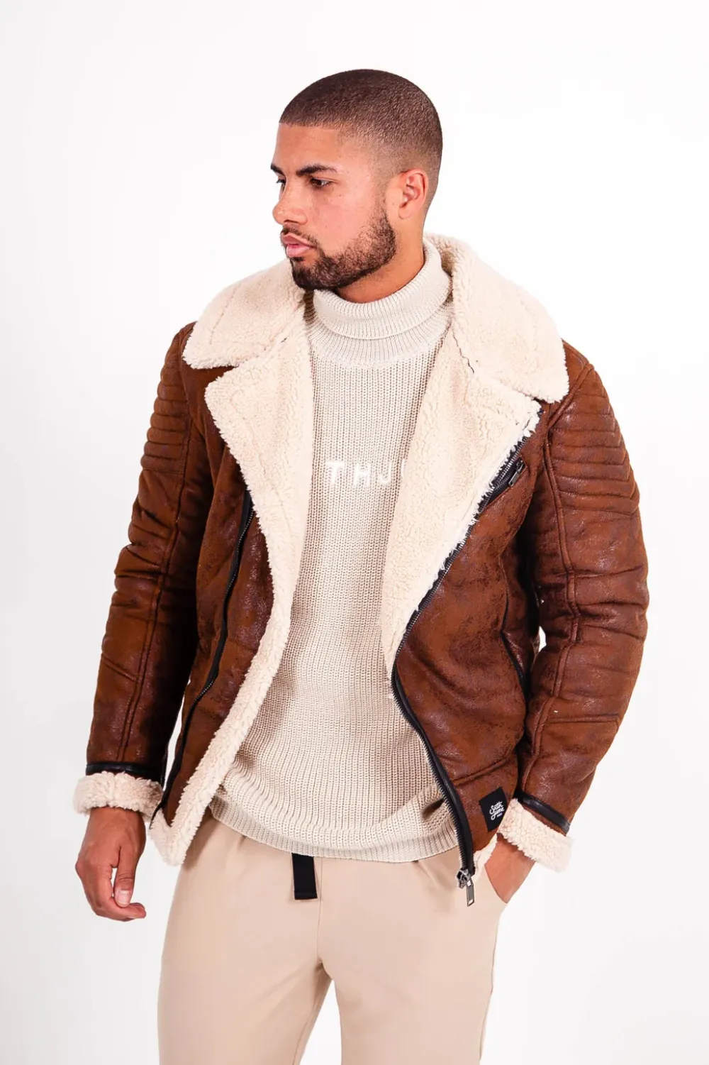 Homme Sixth June Manteaux | Veste Aviateur Sherpa Marron