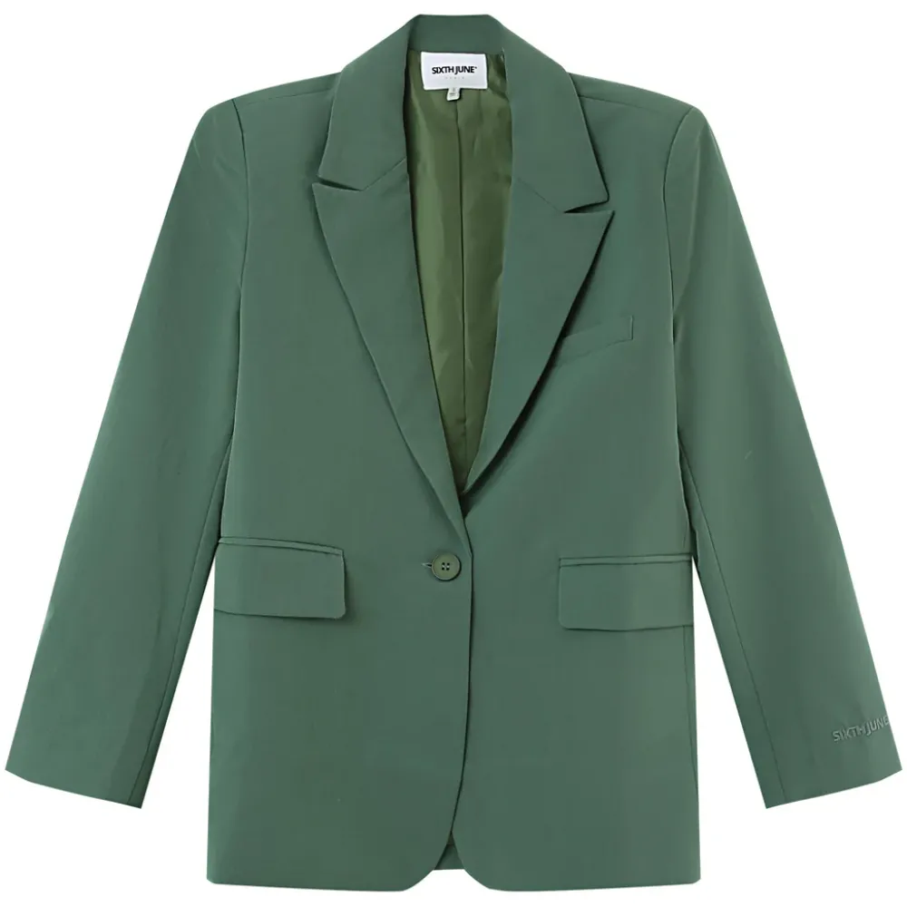 Femme Sixth June Manteaux | Veste Blazer Broderie Vert Kaki