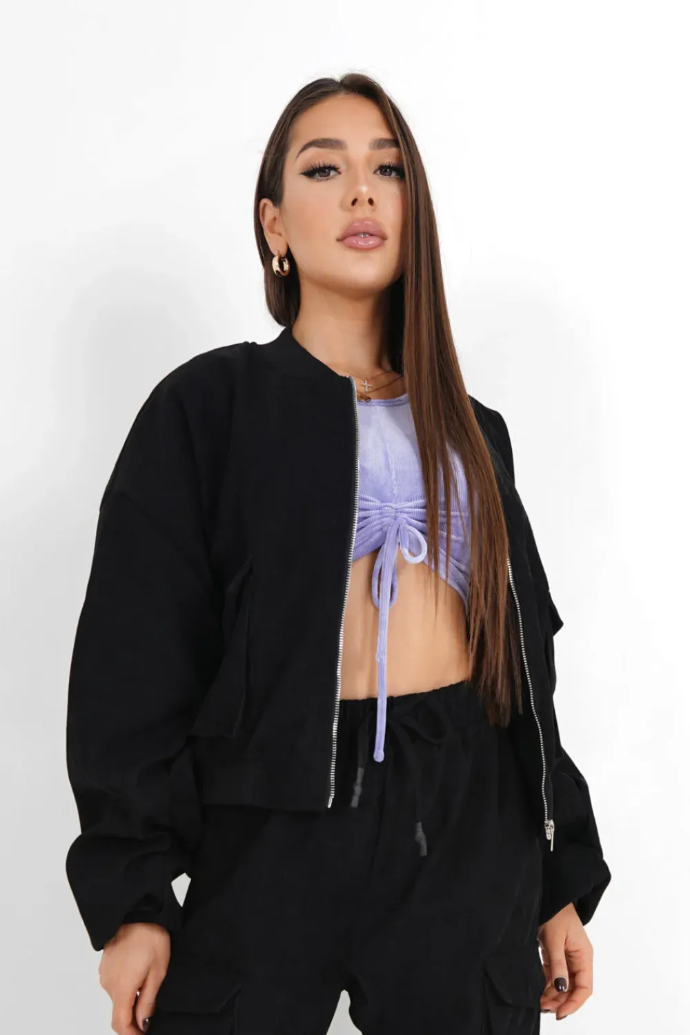 Femme Sixth June Manteaux | Veste Bomber Cotele Noir