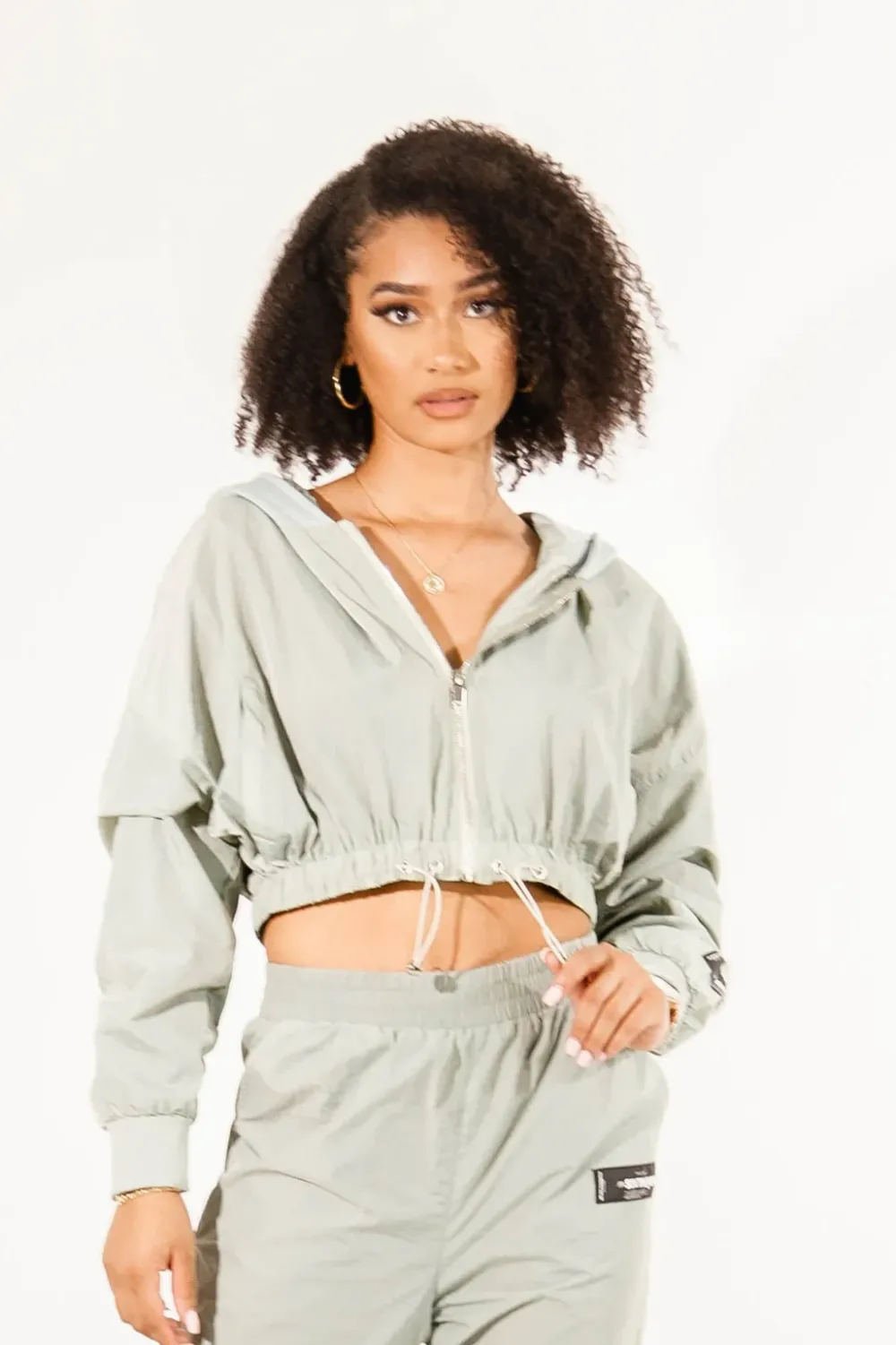 Femme Sixth June Manteaux | Veste Jogging Nylon Capuche Vert Clair