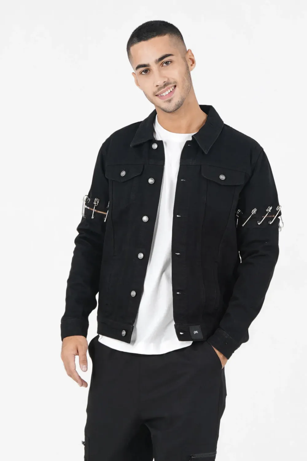 Homme Sixth June Manteaux | Veste Rock Epingles Noir