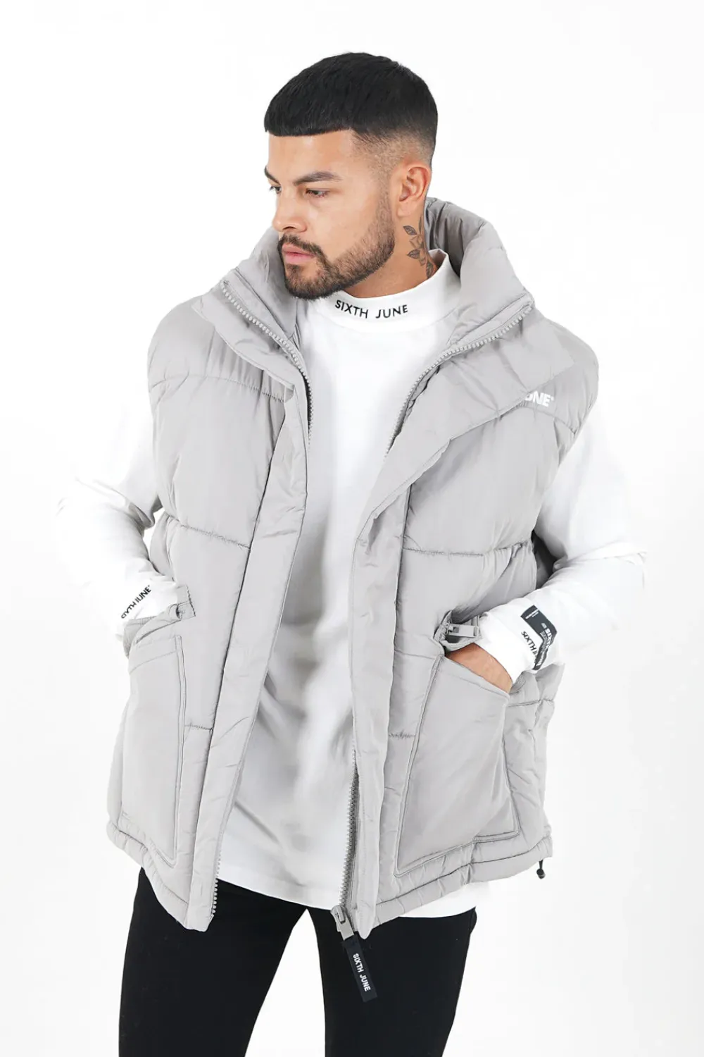 Homme Sixth June Manteaux | Veste Sans Manches Matelasse Gris