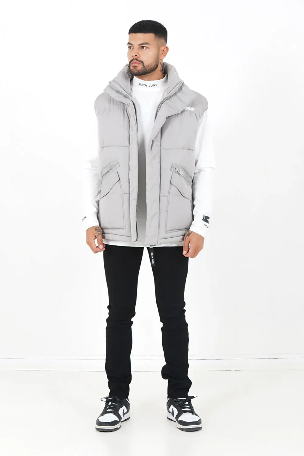 Homme Sixth June Manteaux | Veste Sans Manches Matelasse Gris