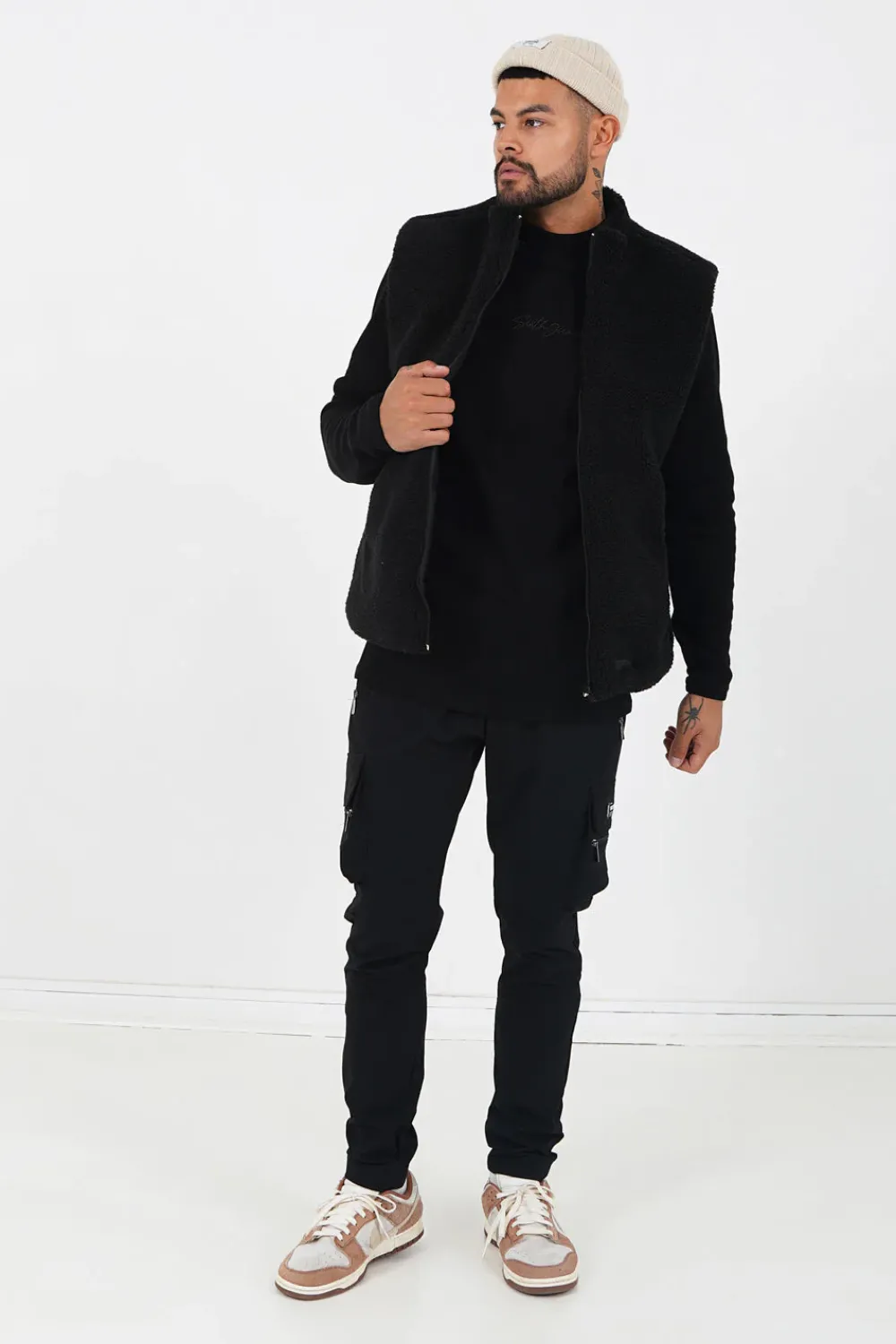 Homme Sixth June Manteaux | Veste Sherpa Sans Manches Noir