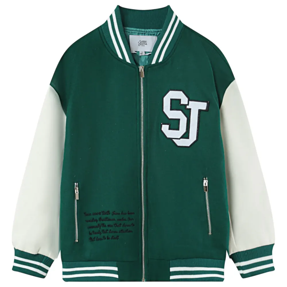 Femme Sixth June Manteaux | Veste Teddy Bicolore Vert Fonce